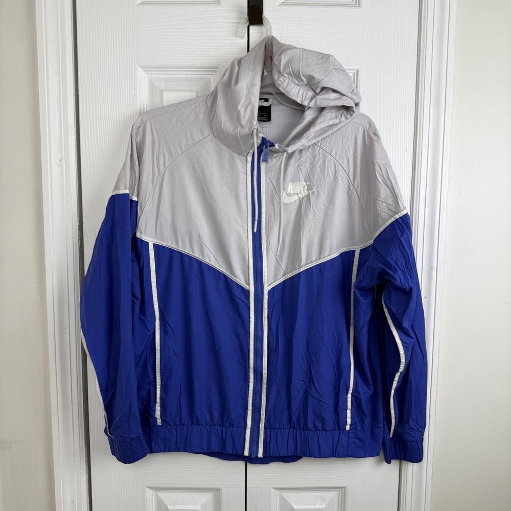 Nike Men's Blue White Windbreaker Jacket Athletic Track Size XL